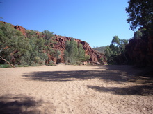 Der ausgetrocknete Verlauf des Trephina Creek.
